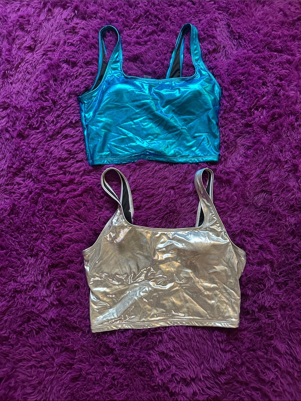 Fashion Nova Metallic Blue and Silver Swim Bikini Tops **2 for $18